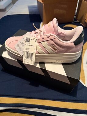 adidas VL Court Bold Pink with White Stripes